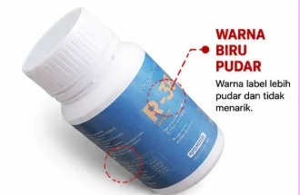 Produk R-38 fake: botol sahaja, label biru pudar, tiada kotak